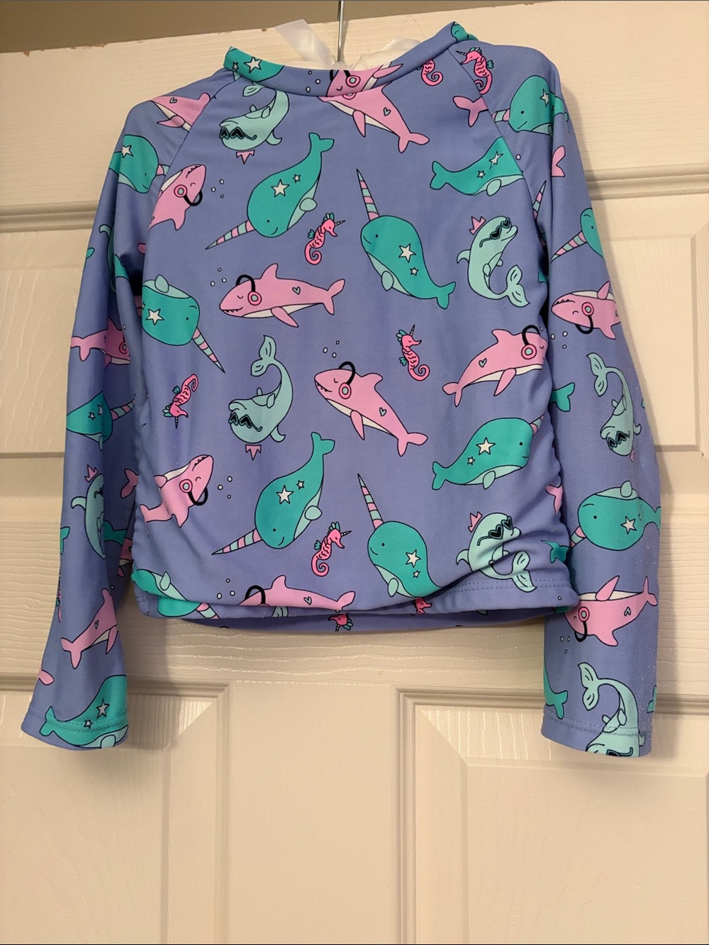 OshKosh B'gosh Purple Kids Rashguard with Pink & Green Narwhal Print